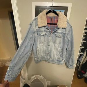 Free People jean jacket with fur collar
